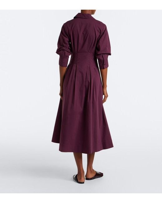 Jonathan Simkhai Purple Jazz Pleated Cotton Poplin Shirt Dress