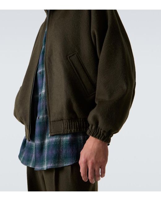 Auralee Green Camel Hair Flannel Blouson Jacket for men