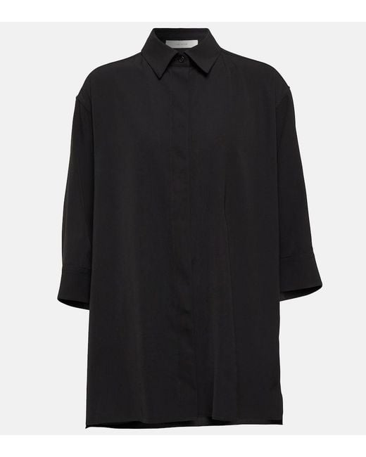 The Row Black Elada Wool-Blend Shirt