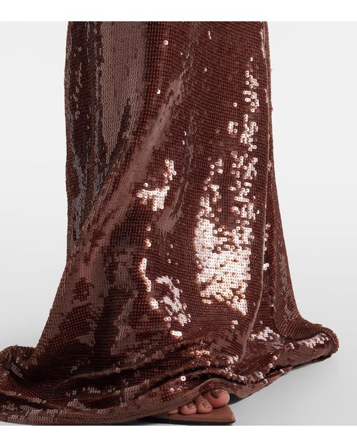 The New Arrivals Ilkyaz Ozel Brown Sequined Gown