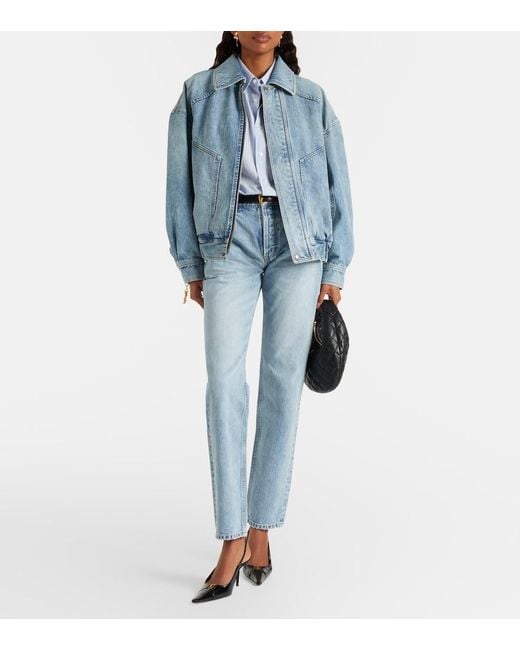 Saint Laurent Denim Blouson Jacket in Blue | Lyst