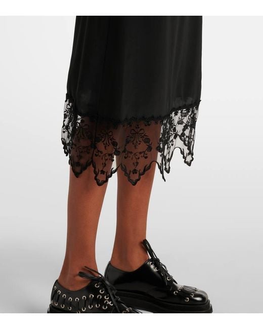 Simone Rocha Black Lace-Trimmed Slip Dress