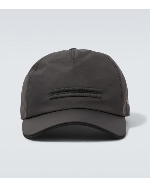 Zegna Black Embroidered Baseball Cap for men
