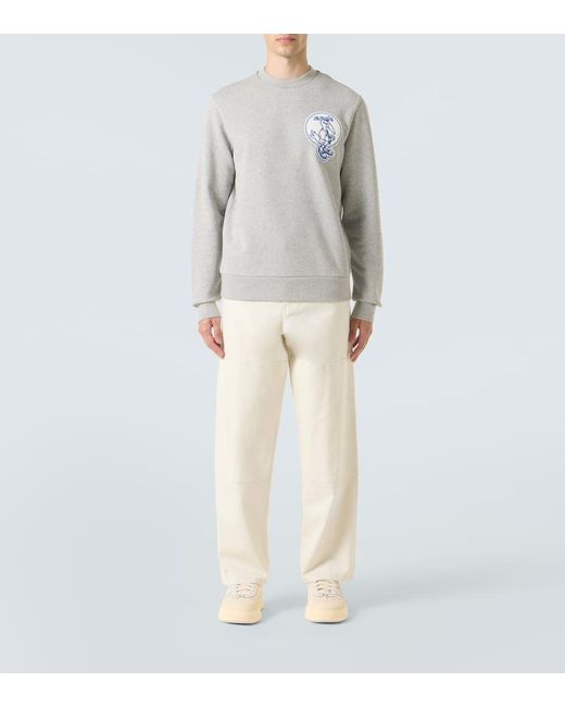 Moncler White Patch-Applique Cotton Fleece Sweatshirt for men