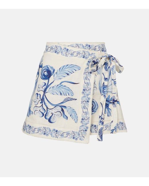 Agua Bendita Blue Luna Printed Linen Beach Cover-Up