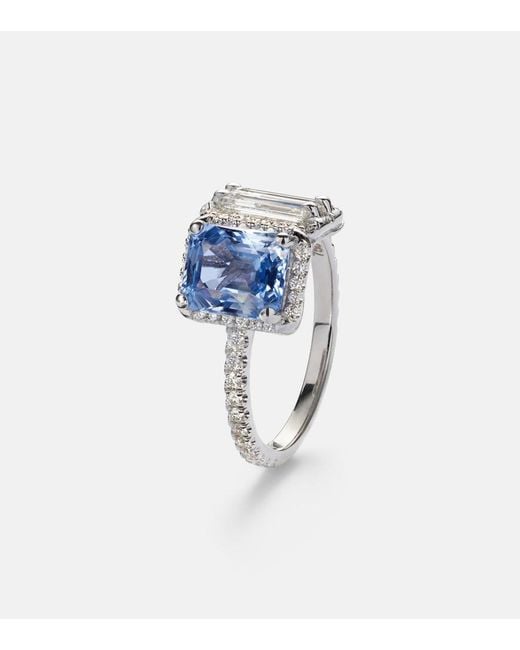 Suzanne Kalan White 18Kt Ring With Sapphire And Diamonds