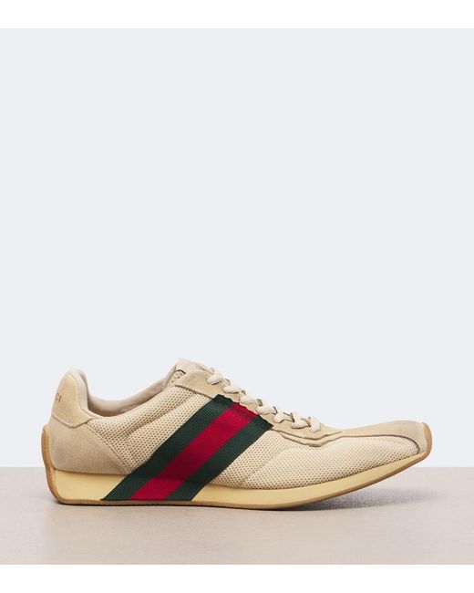 Baskets Tempo A Finitions En Daim Gucci en coloris Natural