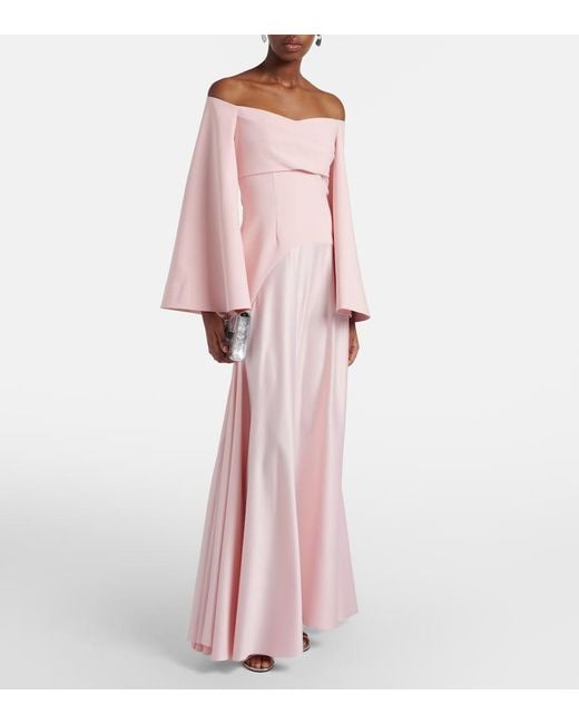 Solace London Pink Rina Satin And Crepe Maxi Dress