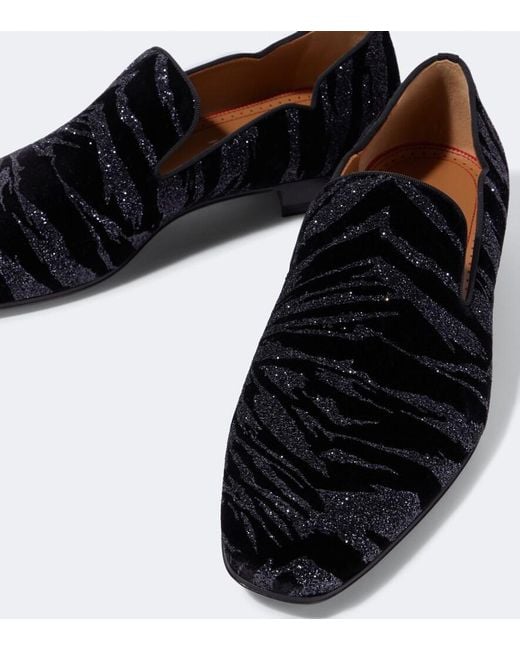 Christian Louboutin Black Dandy Chick Velvet Loafer for men