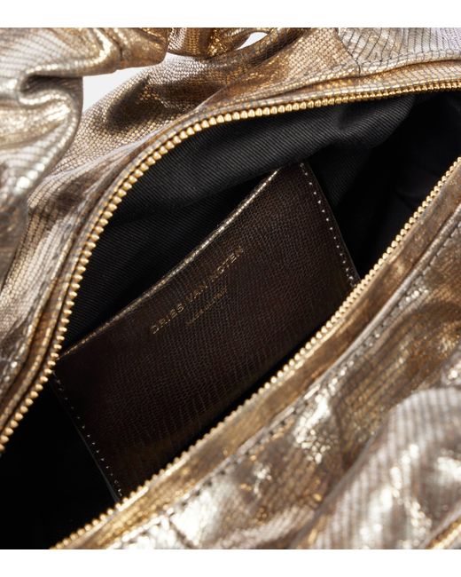 Dries Van Noten Brown Metallic Leather Shoulder Bag