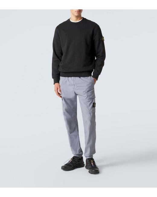 Stone Island Blue Compass Cotton-Blend Cargo Pants for men