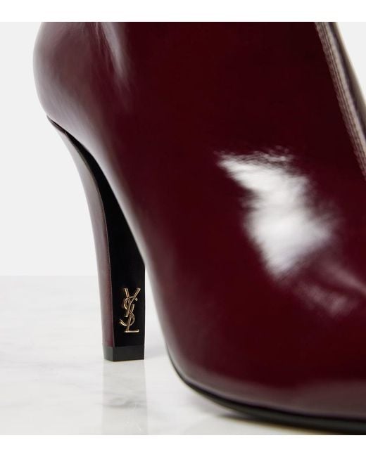 Saint Laurent Purple Jill 95 Leather Ankle Boots