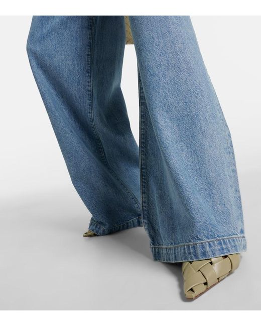 Agolde Blue Mid-Rise Wide-Leg Jeans Ellis