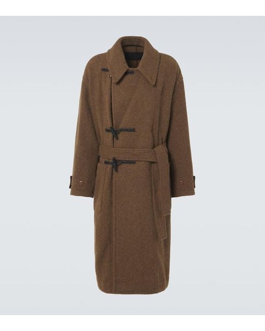 Lemaire Brown Wool And Alpaca Duffel Coat for men
