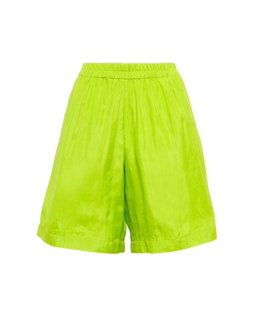 Dries Van Noten High-rise Cotton And Silk Shorts in Green - Lyst