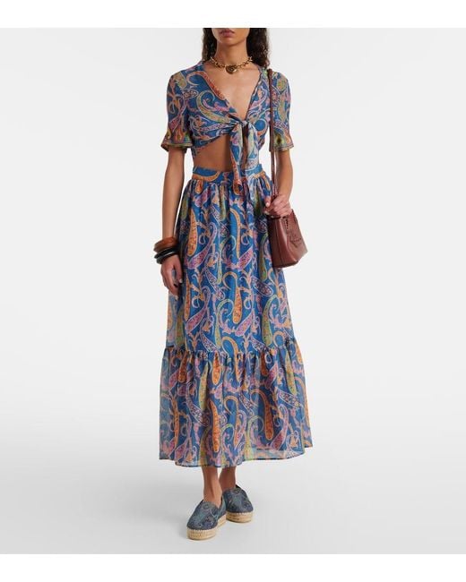 Etro Blue Printed Canvas Espadrilles