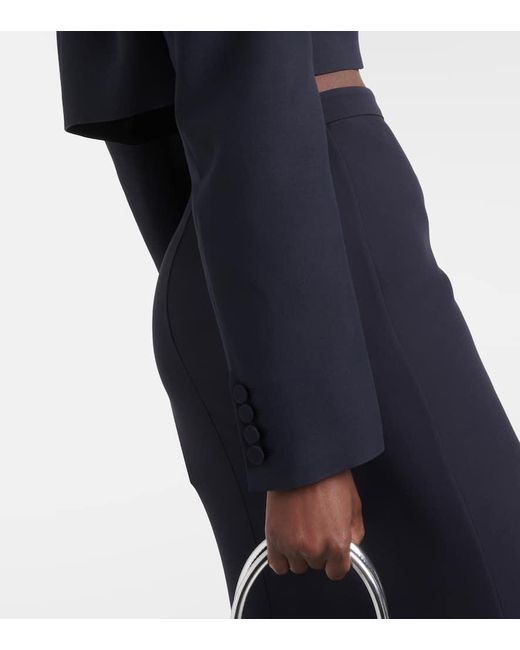 Valentino Blue Giacca Crepe Couture Cropped Blazer