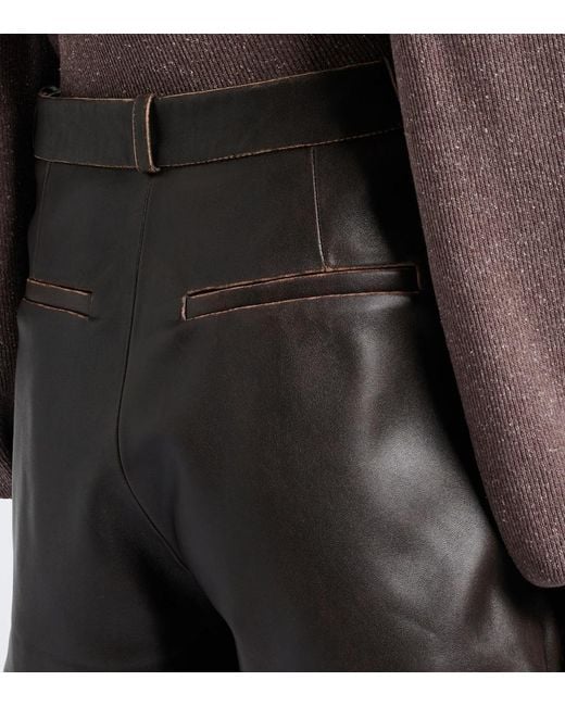 Arma Black High-Rise Leather Shorts