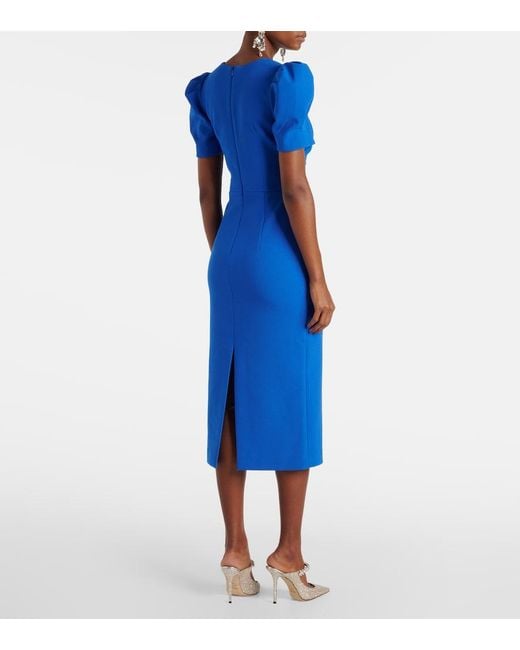 Rebecca Vallance Blue Antonella Cutout Crepe Midi Dress