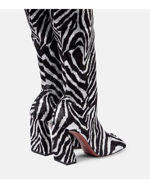 AMINA MUADDI Black Marine Stretch 95 Velvet Knee-High Boots