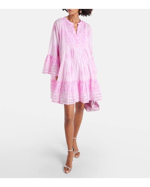 Juliet Dunn Pink Bedrucktes Minikleid aus Baumwolle
