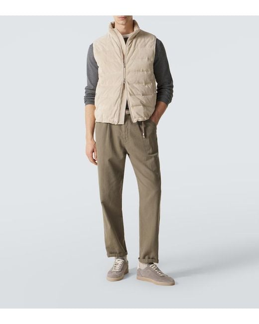 Brunello Cucinelli Natural Suede Down Vest for men