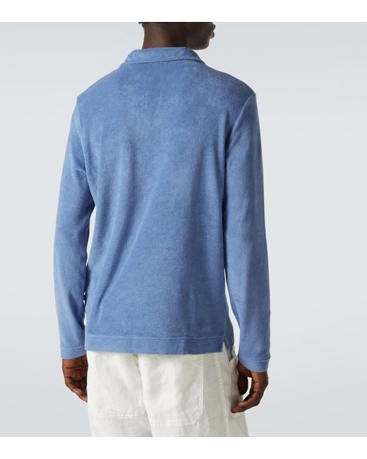 Fedeli Blue Peter Cotton Terry Polo Shirt for men