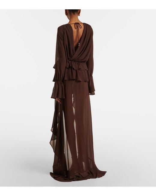 Bananhot Purple Giselle Asymmetric Tiered Maxi Dress