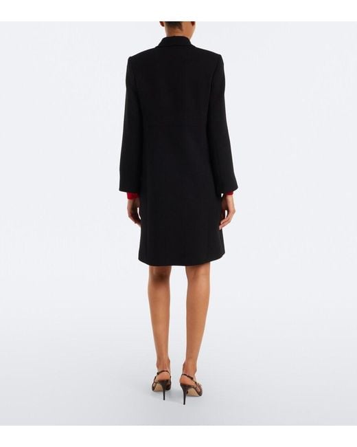 Valentino Black Vgold Virgin Wool Crepe Coat