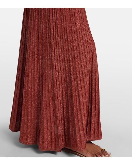 Faithfull The Brand Red Plisse Halterneck Cotton-Blend Maxi Dress