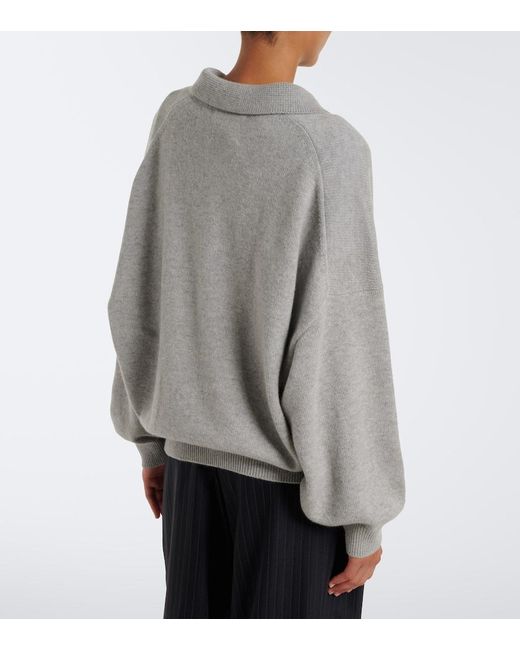 Lisa Yang Gray Etta Cashmere Polo Sweater