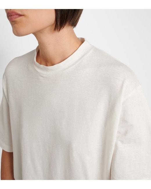 The Row White Estavo Oversized Linen-Blend T-Shirt