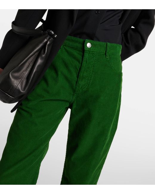 The Row Green Carlind Cotton Corduroy Straight Pants