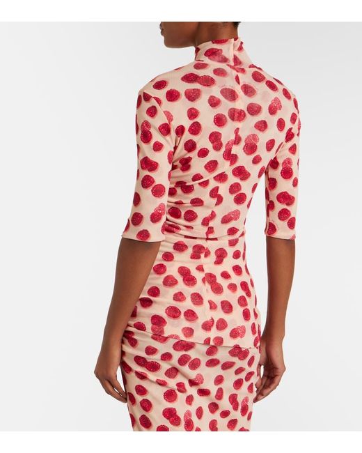 Stella McCartney Red Printed Mesh T-Shirt