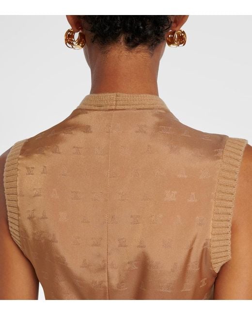 Max Mara Brown Madre Paneled Wool-Blend And Satin Vest