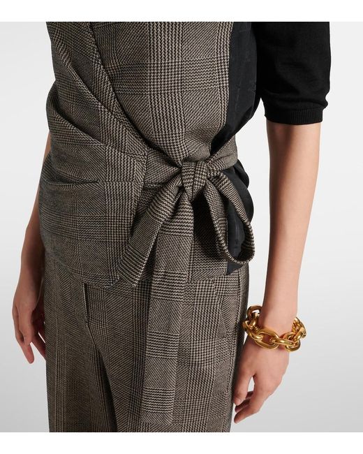 Max Mara Gray Adige Houndstooth Wool-Blend Wrap Top