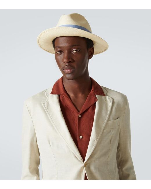 Frescobol Carioca Blue Rafael Straw Panama Hat for men