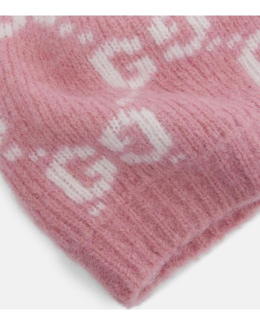 Gucci Pink Gg Alpaca-Blend Beanie