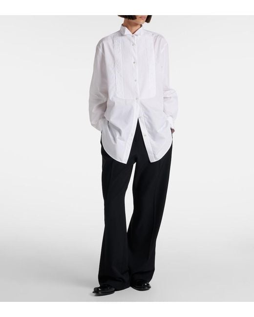 The Row Blue Felicita Wool Twill Wide-Leg Pants