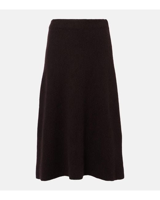 The Row Black Ivanka Cashmere And Silk Midi Skirt