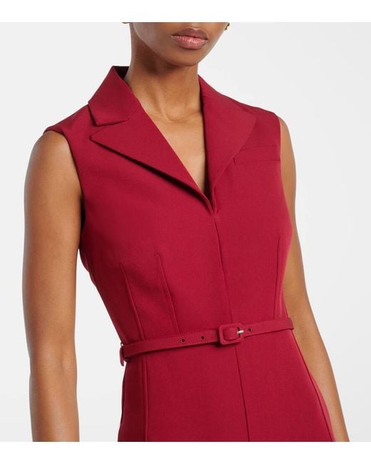 Roland Mouret Red Crepe Midi Dress