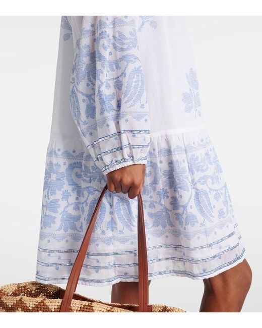 Juliet Dunn Blue Floral Cotton Minidress