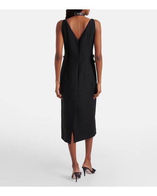 Valentino Black Crepe Couture Bow-Detail Midi Dress