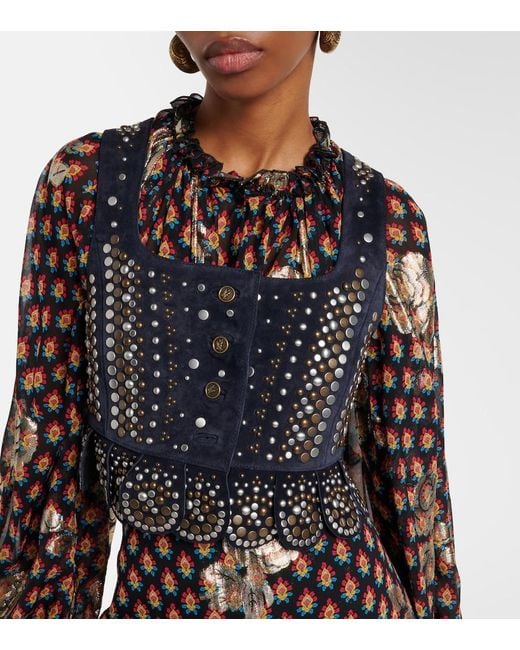 Etro Blue Studded Suede Vest