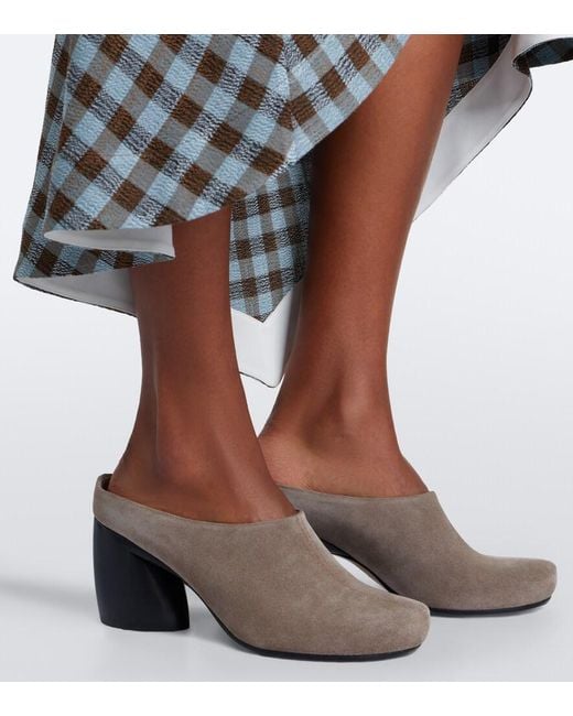 Loewe Brown Oval Suede Mules