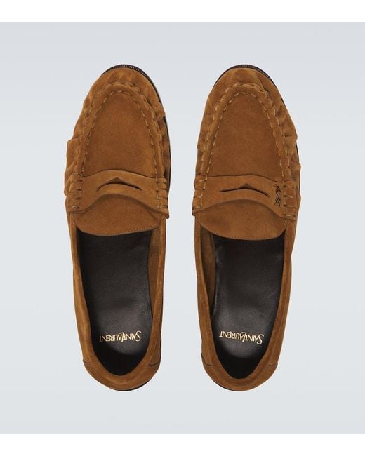 Mocassins Le Loafer En Daim Saint Laurent pour homme en coloris Brown