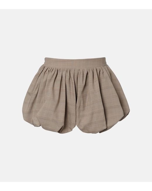 Frankie Shop Natural Alina Checked Wool-Blend Shorts