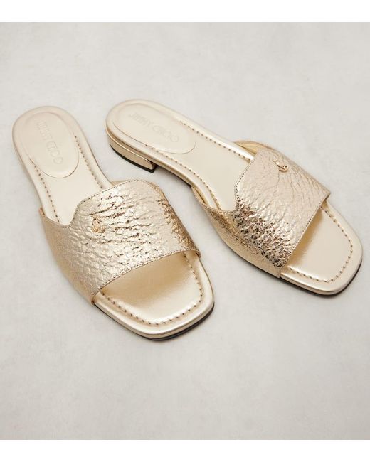 Jimmy Choo Natural Dina Metallic Slides