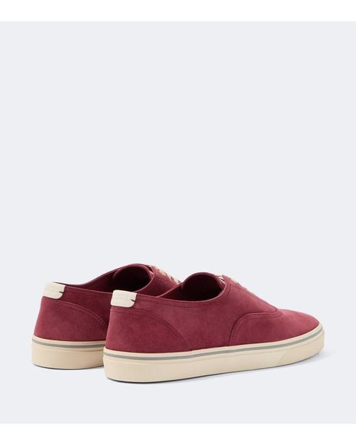 Brunello Cucinelli Red Suede Sneakers for men