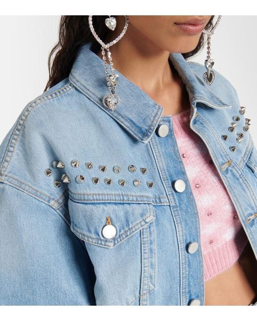 Alessandra Rich Blue Embellished Denim Jacket